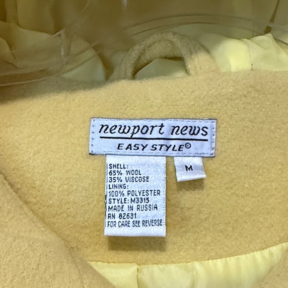 Unique Vintage Newport News East Style Lemon Hooded Belted Coat Size M - Picture 4 of 16
